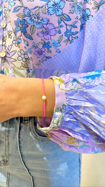 Hot Pink Pearl Adjustable Bracelet